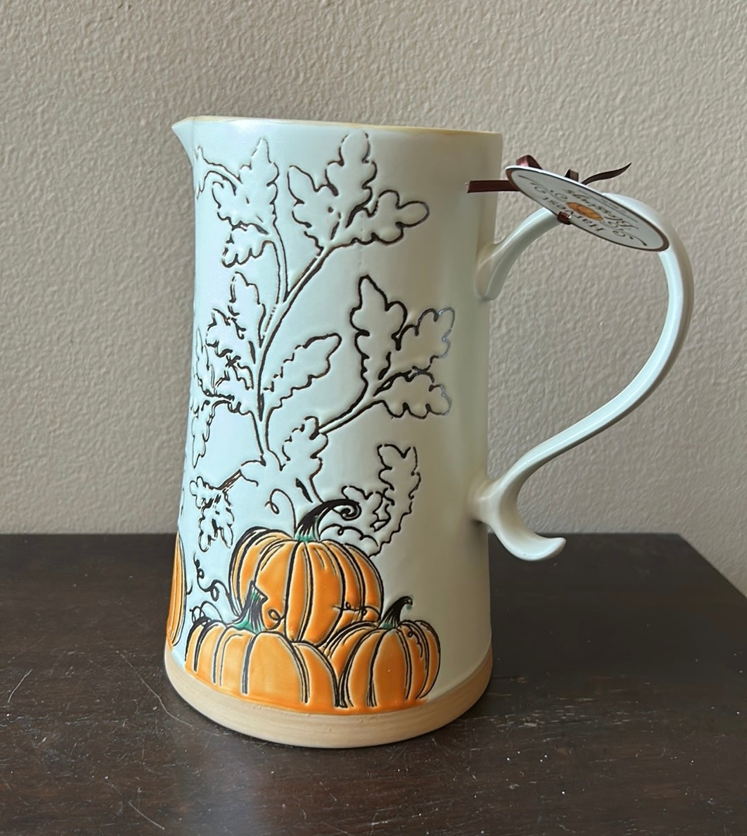 Spectrum  Designz Fall Thanksgiving Pumpkin Ceramic Pitcher Stoneware Ceramic
