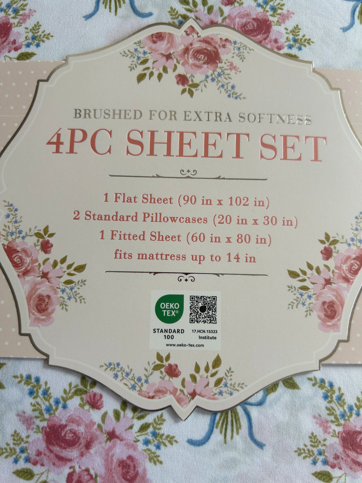 Jardin De Rosalie Queen Sheet Set New Rose Bouquet Floral