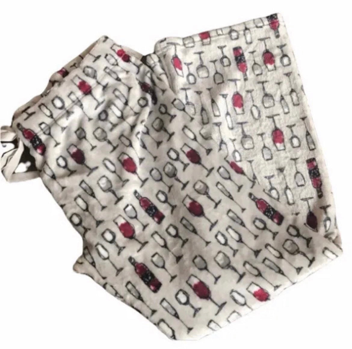 Daydream womens Wine Glasses Print Plush Soft Pajama Pants New New