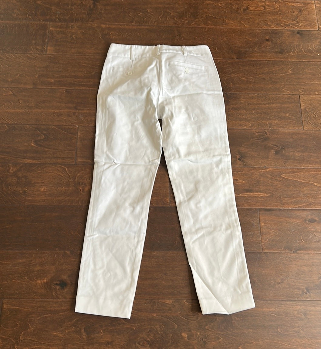 Club Monaco Women’s White Pants Capri Sz 2 ST2825 Colorful Stripe On Sides