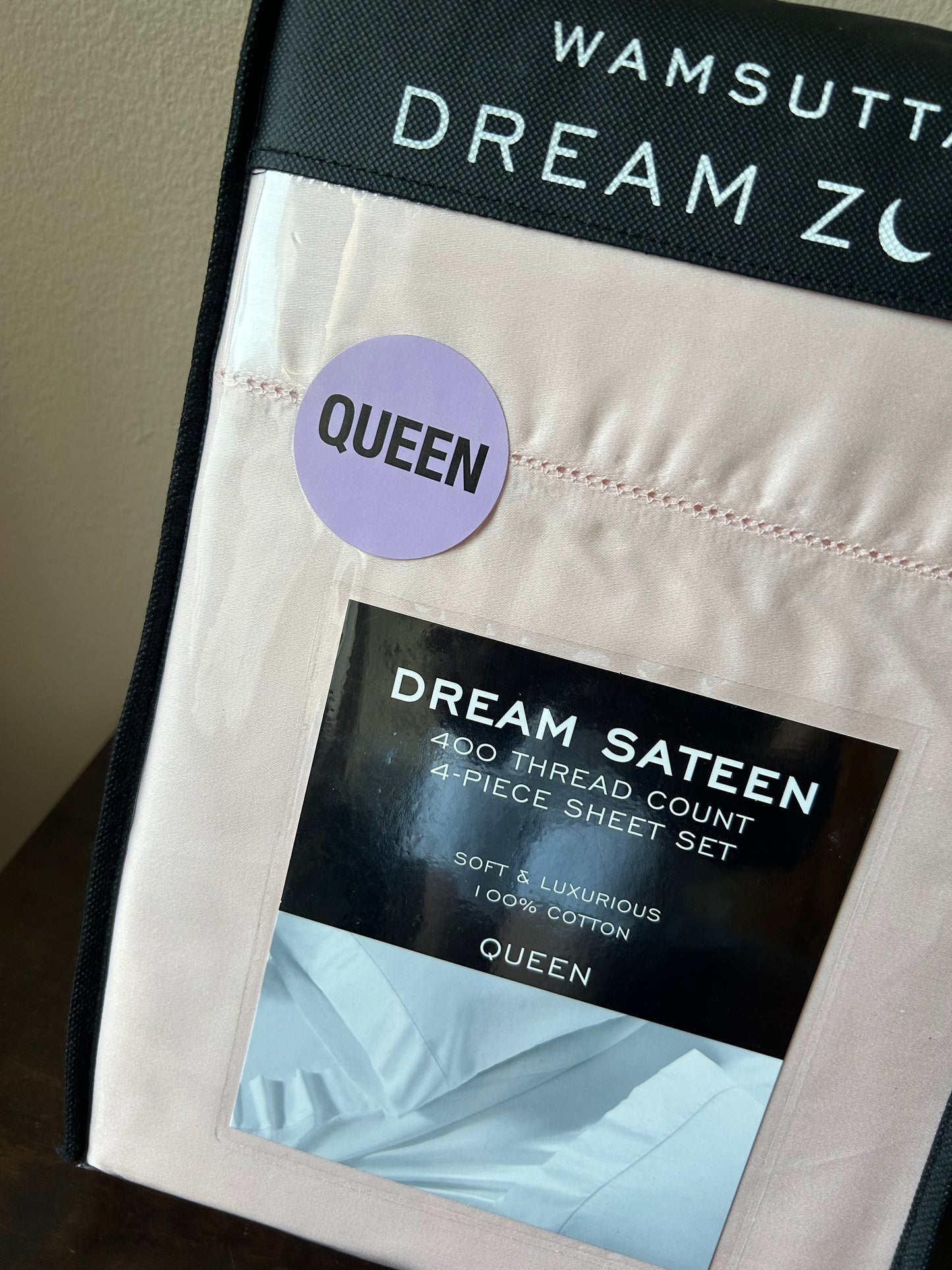 Wamsutta Dream Zone Queen Sheet Set 400 TC Dream Sateen Pink 4 PC