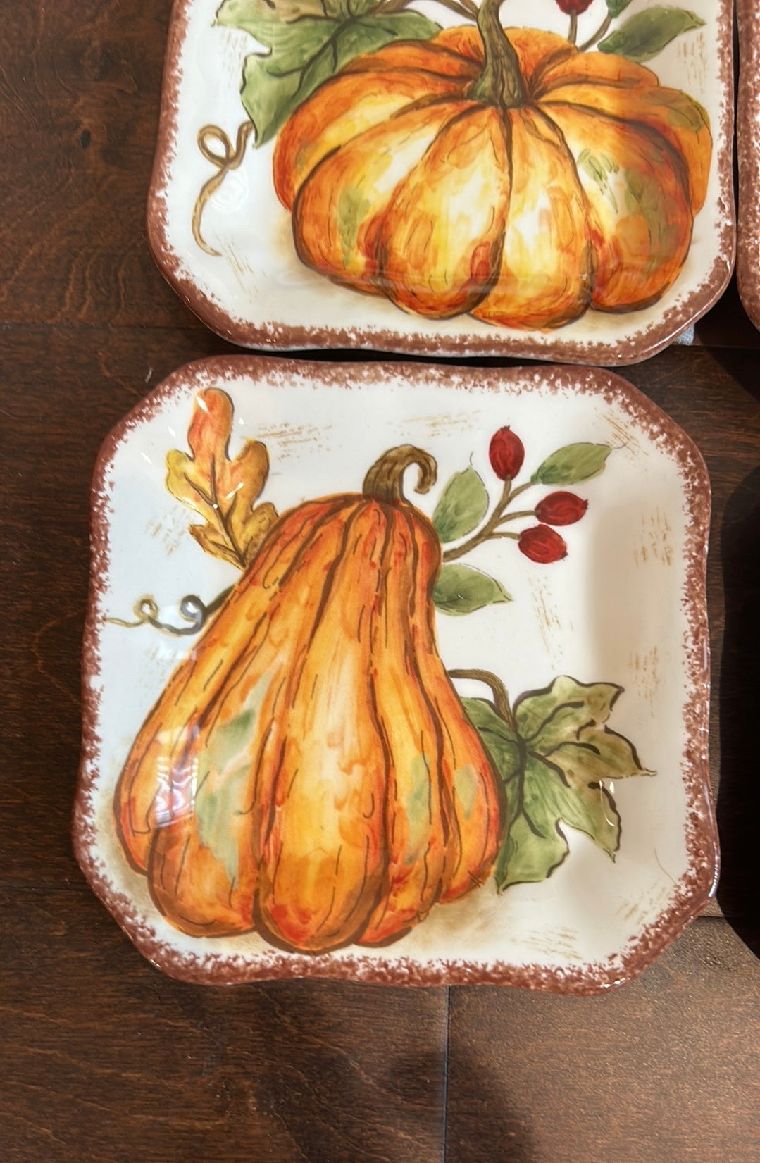 MAXCERA Set 4 Pumpkin GIVE THANKS Thanksgiving Dessert Appetizer Plates