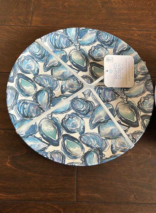Sigrid Olsen Oyster Melamine Set 4 Dinner Plates Nautical Tropical