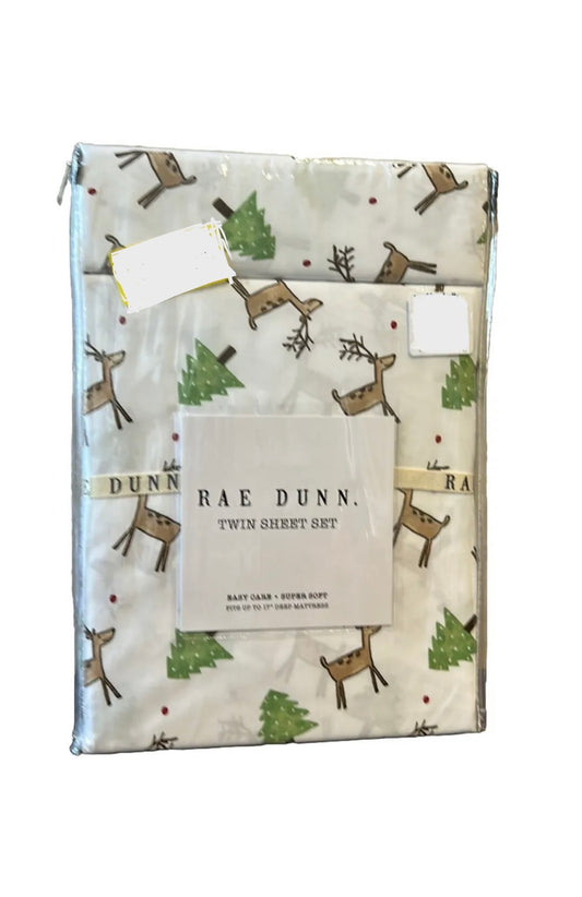 Rae Dunn Reindeer Christmas Trees Sheet Set