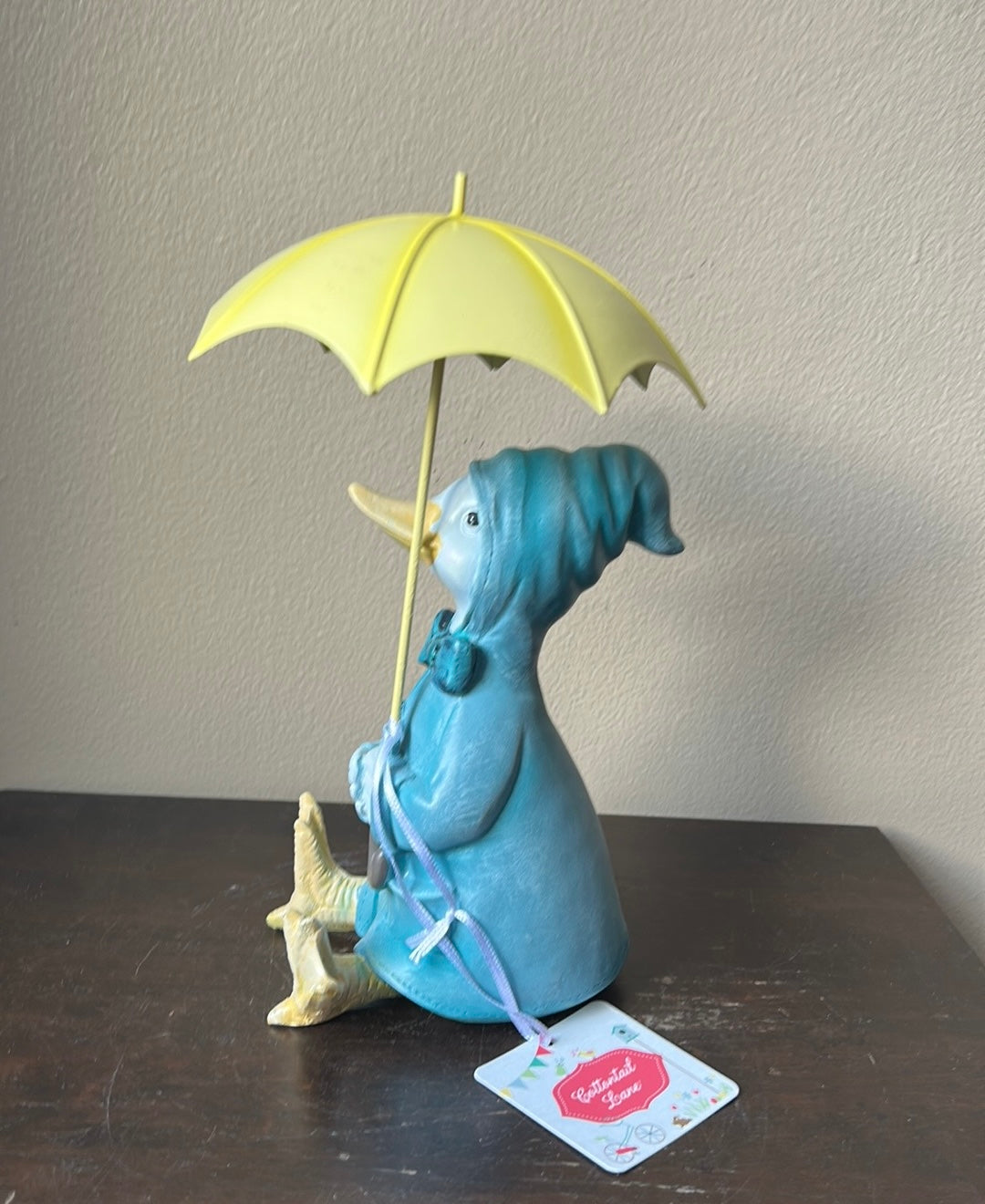 Cottontail Lane Easter Duck Figurine With Umbrella Raincoat New