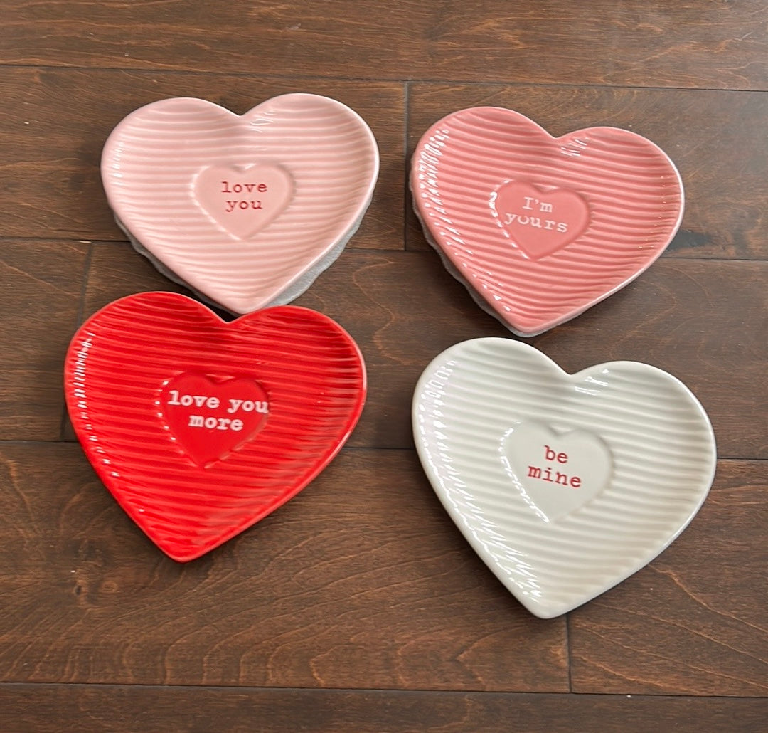 4pc Petal & Pearl Valentines Conversation Heart Appetizer Dessert Plates New