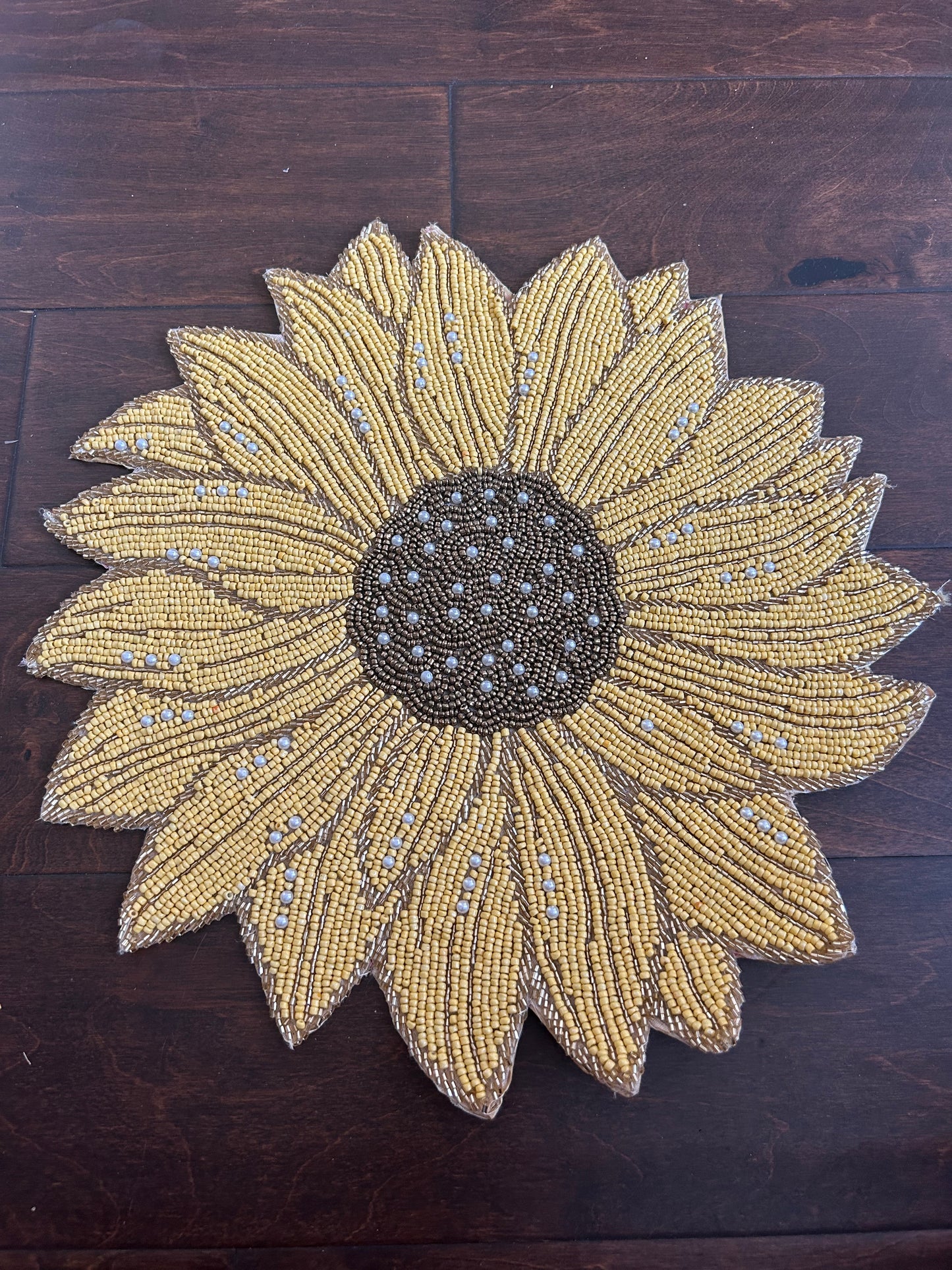 2 Cynthia Rowley Beaded Sunflower Charger New Fall Decor Placemat