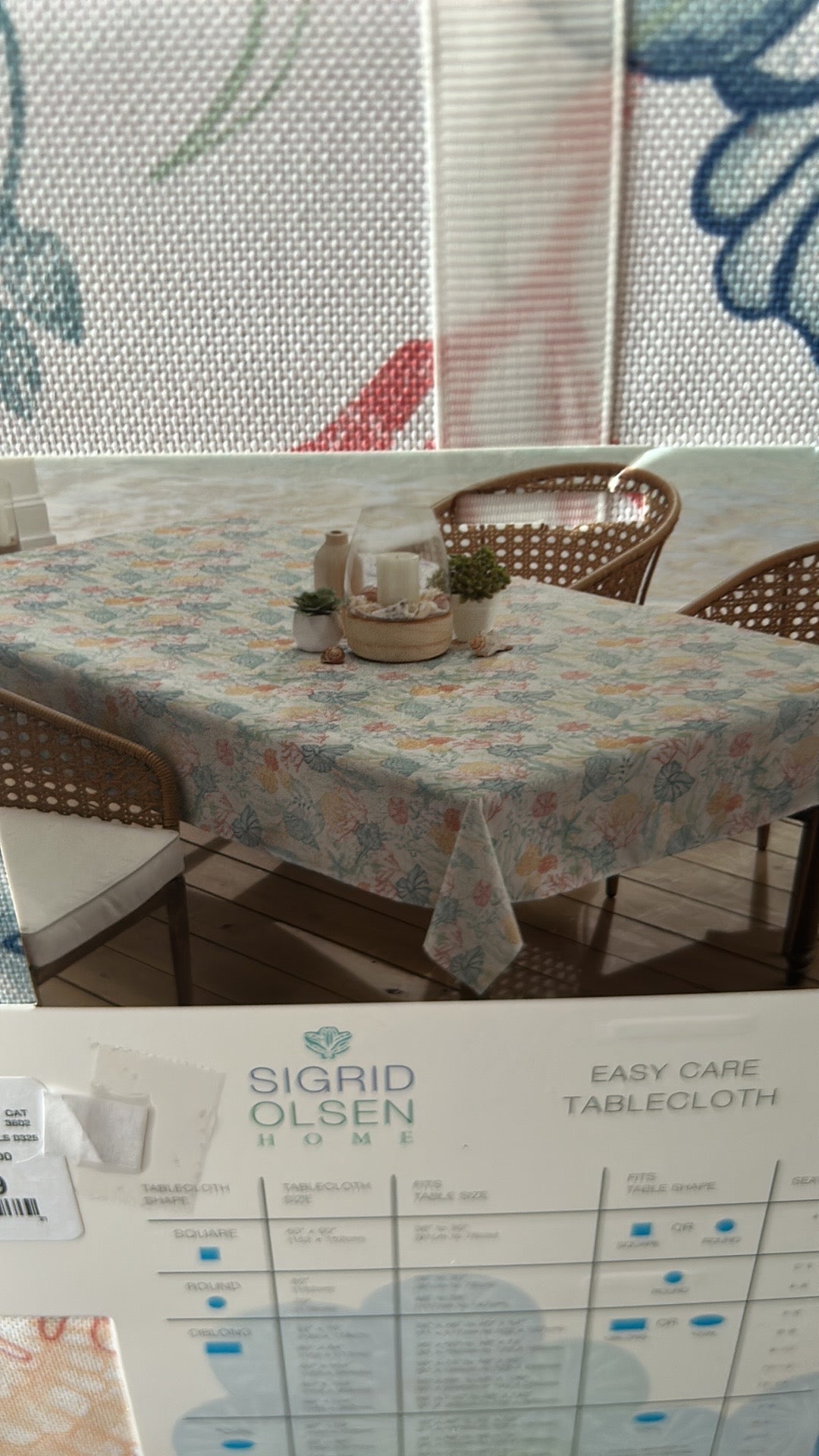 Sigrid Olsen Tropicam Print tablecloth 60”x 84” Ocean sea Life Coral Reef New