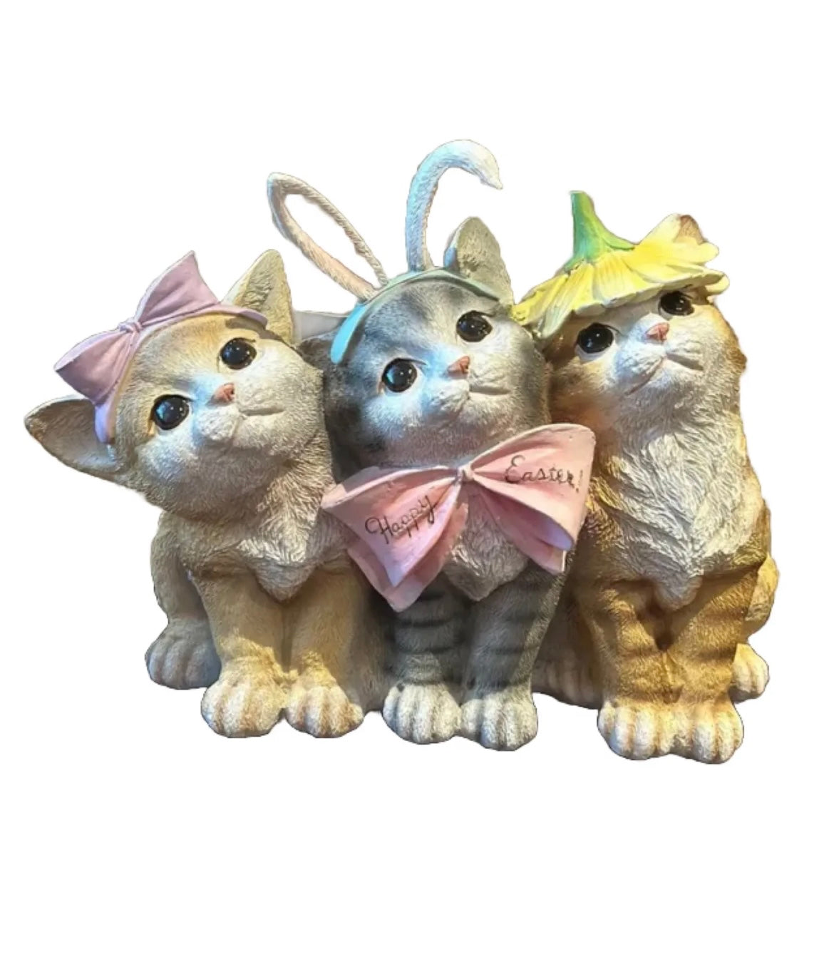 3 Cute Easter Cats Figurine Bunny Ears New Kitty