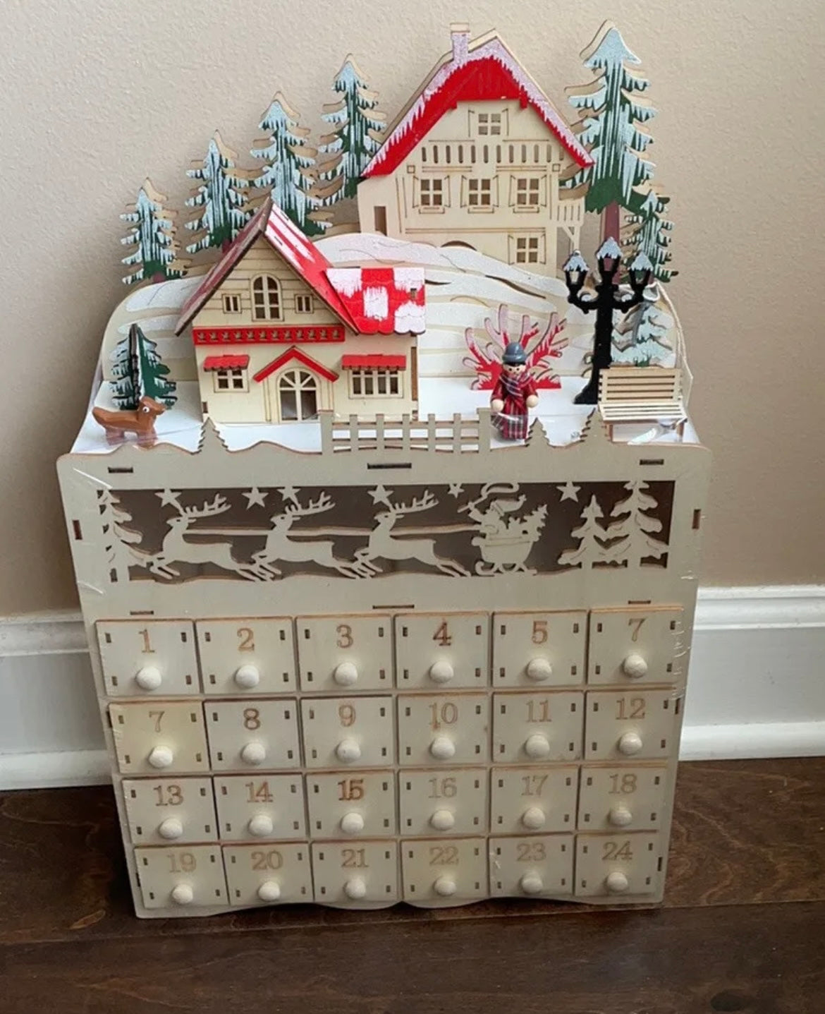 Beautiful Martha Stewart Christmas DIY Paint Advent Calendar Wood LED