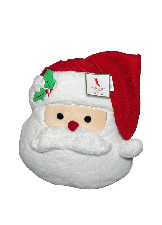 SANTA CLAUS FACE PILLOW STOREHOUSE HOLIDAY CHRISTMAS RED 18” X 18”