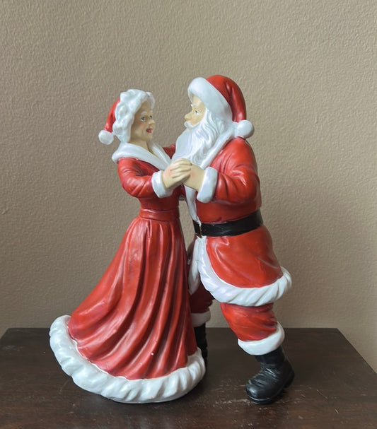 Cute Mr & Mrs Santa Claus Dancing Pose Tabletop New Figurine 12”