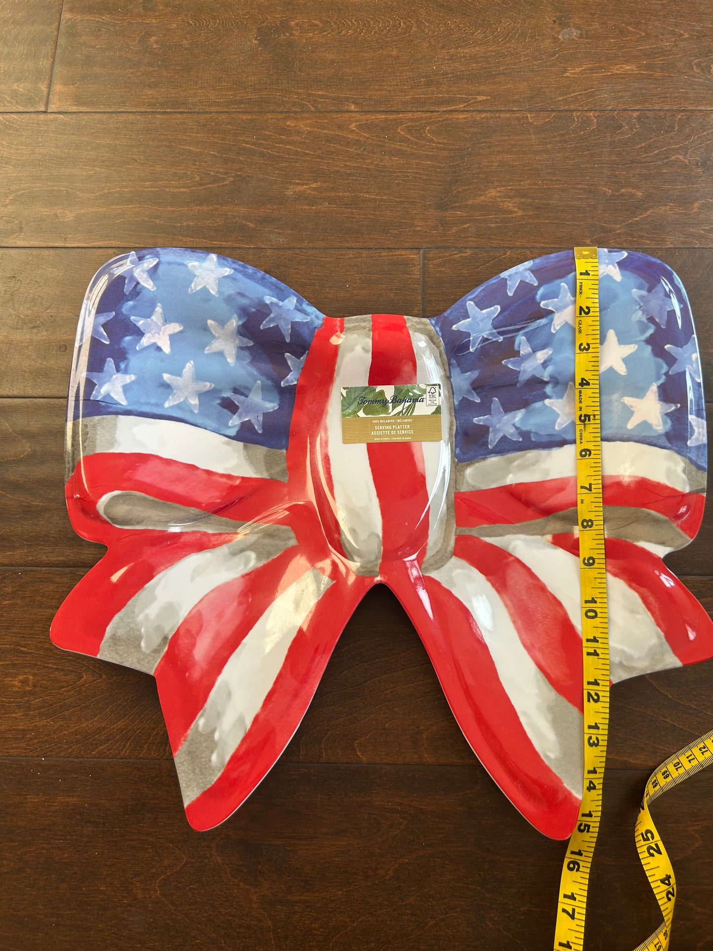 Tommy Bahama Americana Platter Star Stripes Bow Shape Melamine New
