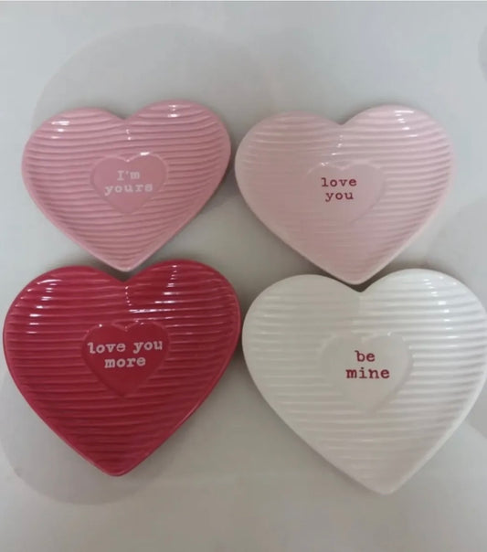 4pc Sheffield Home Valentines Conversation Heart Appetizer Dessert Plates New