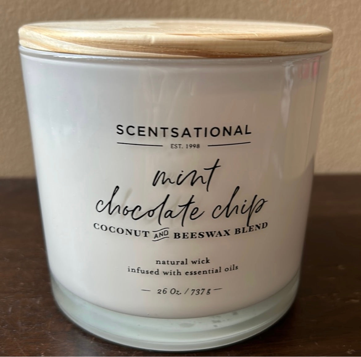 Scentsational Mint Chocolate Chip Scented Candle Large 26 Oz Coconut Wax New