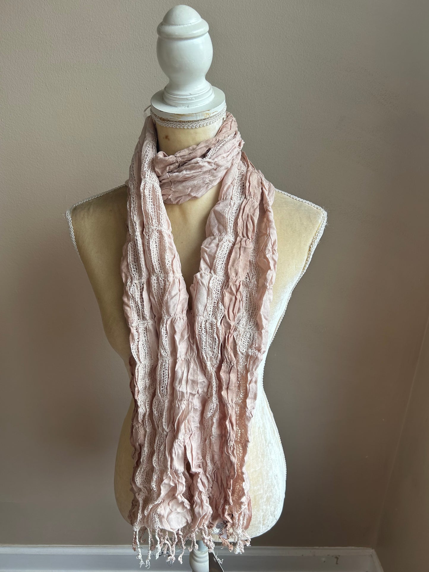 BDG Women’s Scarf New Two Toned Nude Lace Accents Fringed 5000-3100