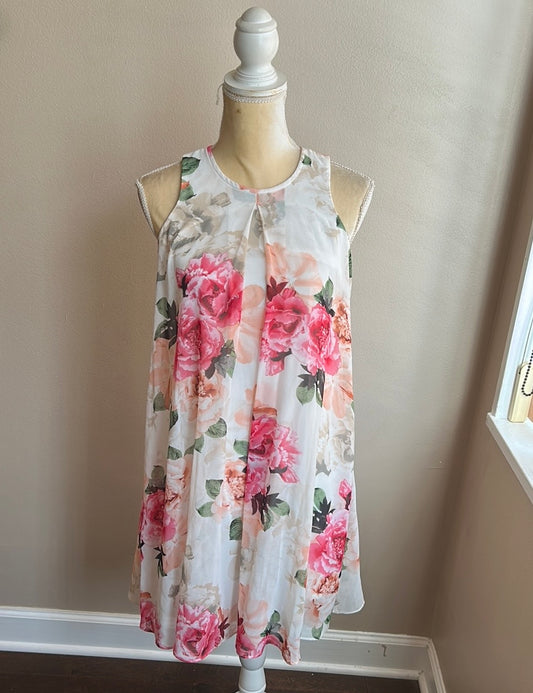 Calvin Klein Womens A Line Dress Mini Sz 2 Floral Roses New ST2125