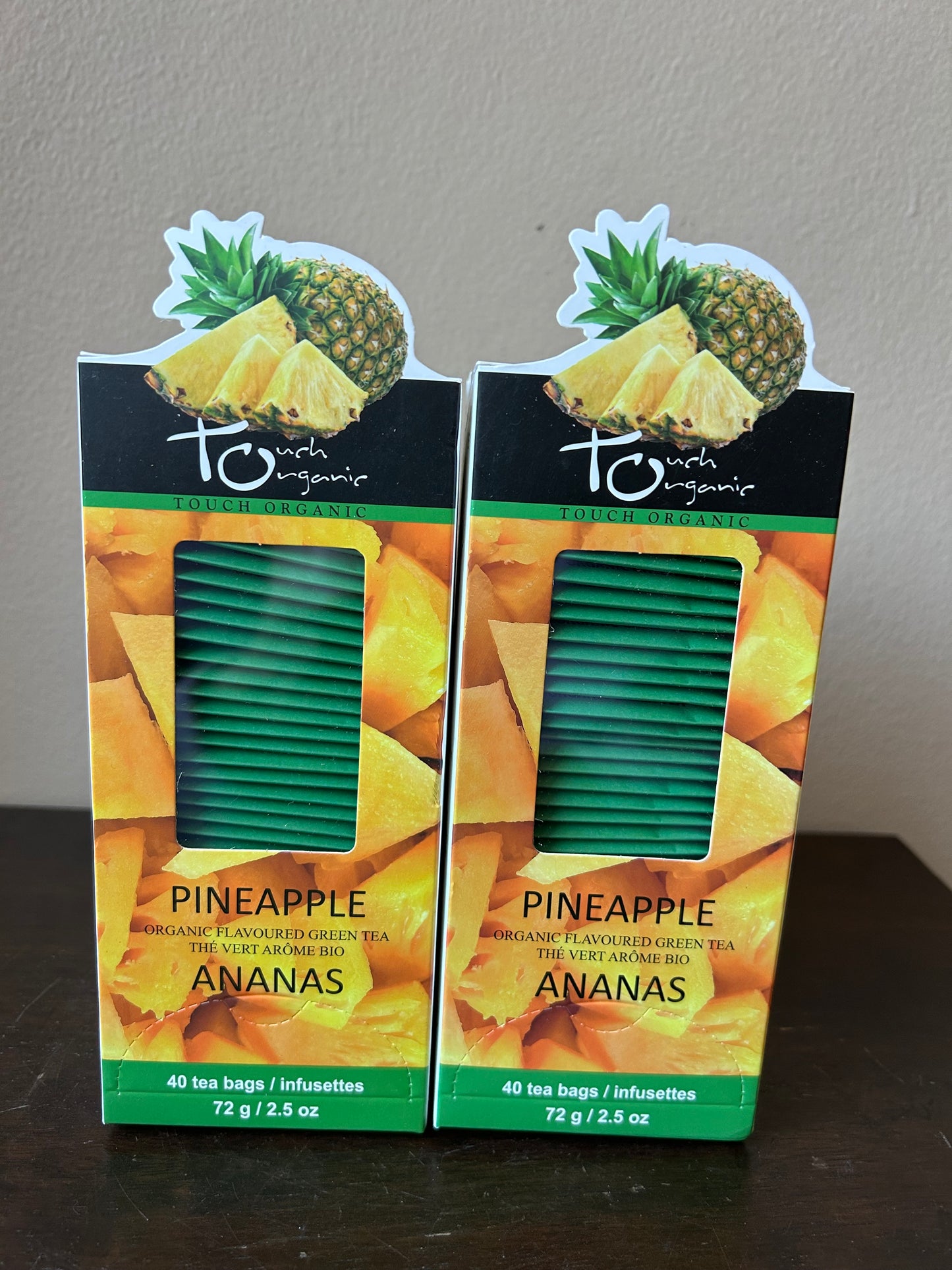 2 Touch Organic Pineapple Green Tea Bags, 40 Bags, 2.5 oz Exp 03/28