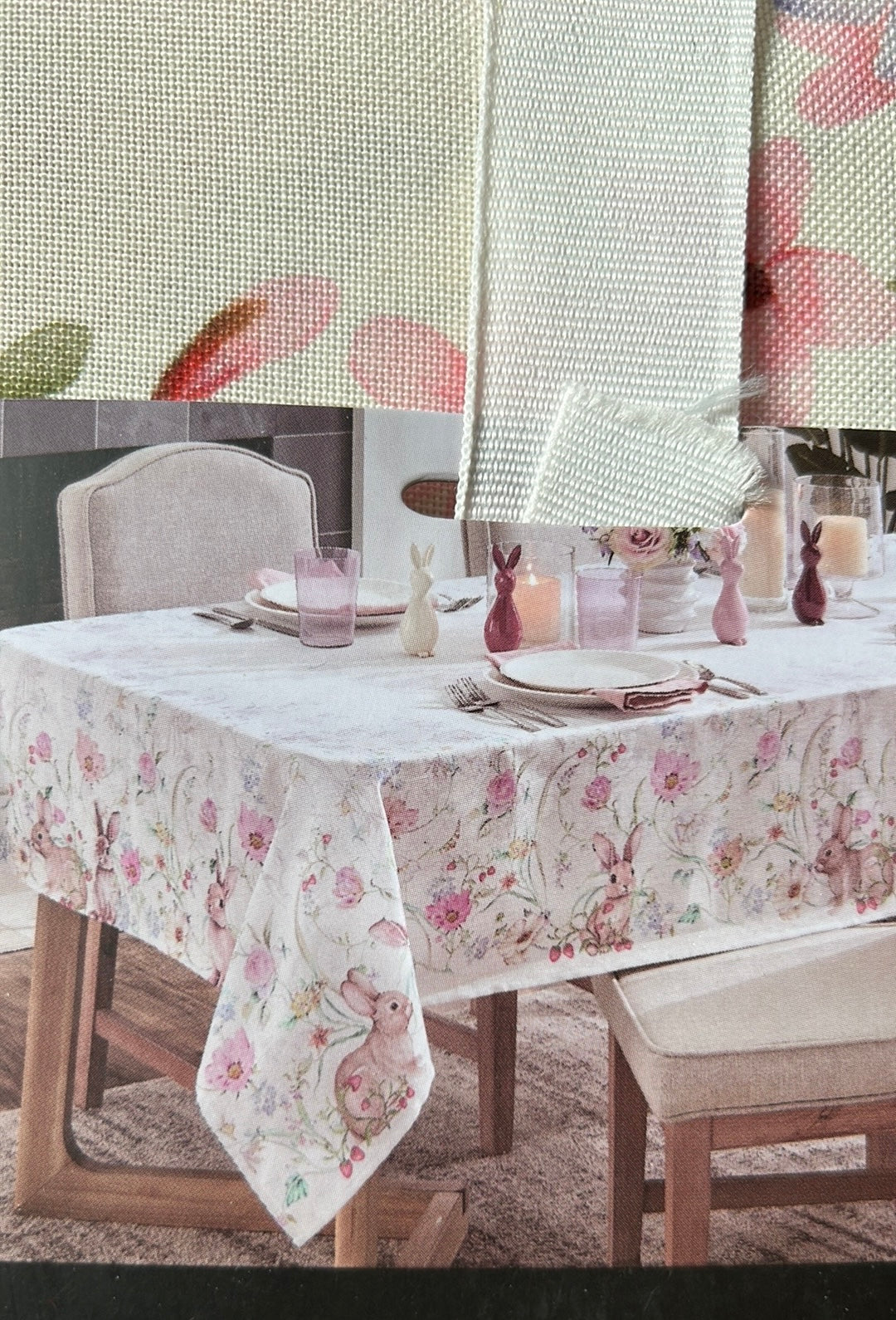 Tahari Tablecloth 60”x 104” Spring Garden Easter Eggs Floral New Shimmery