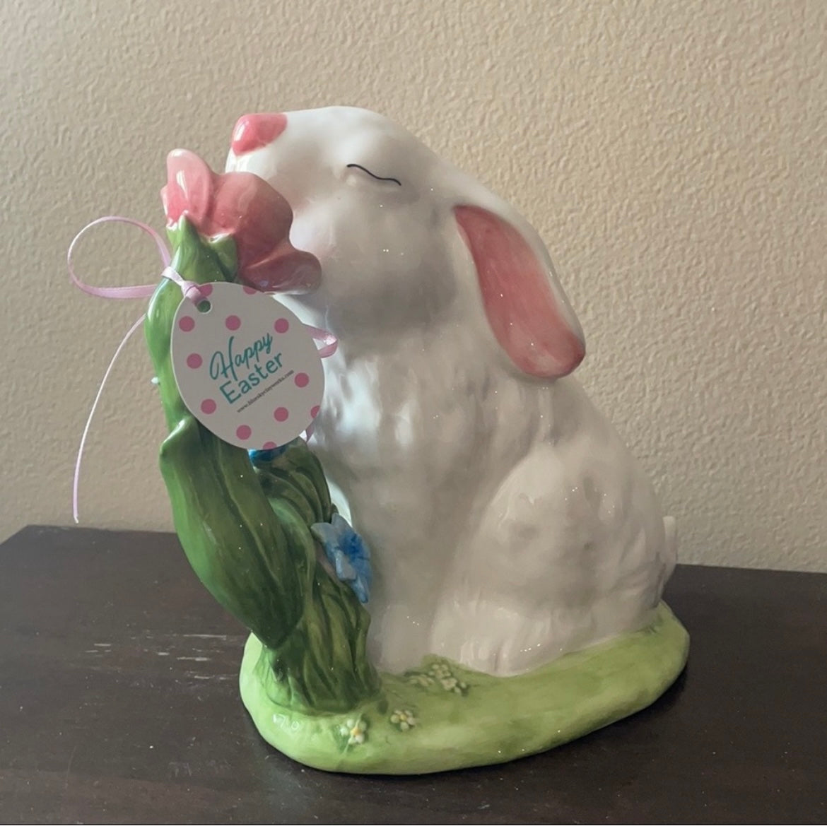 Blue Sky Clayworks Easter Bunny Smelling Flowers Figurine New