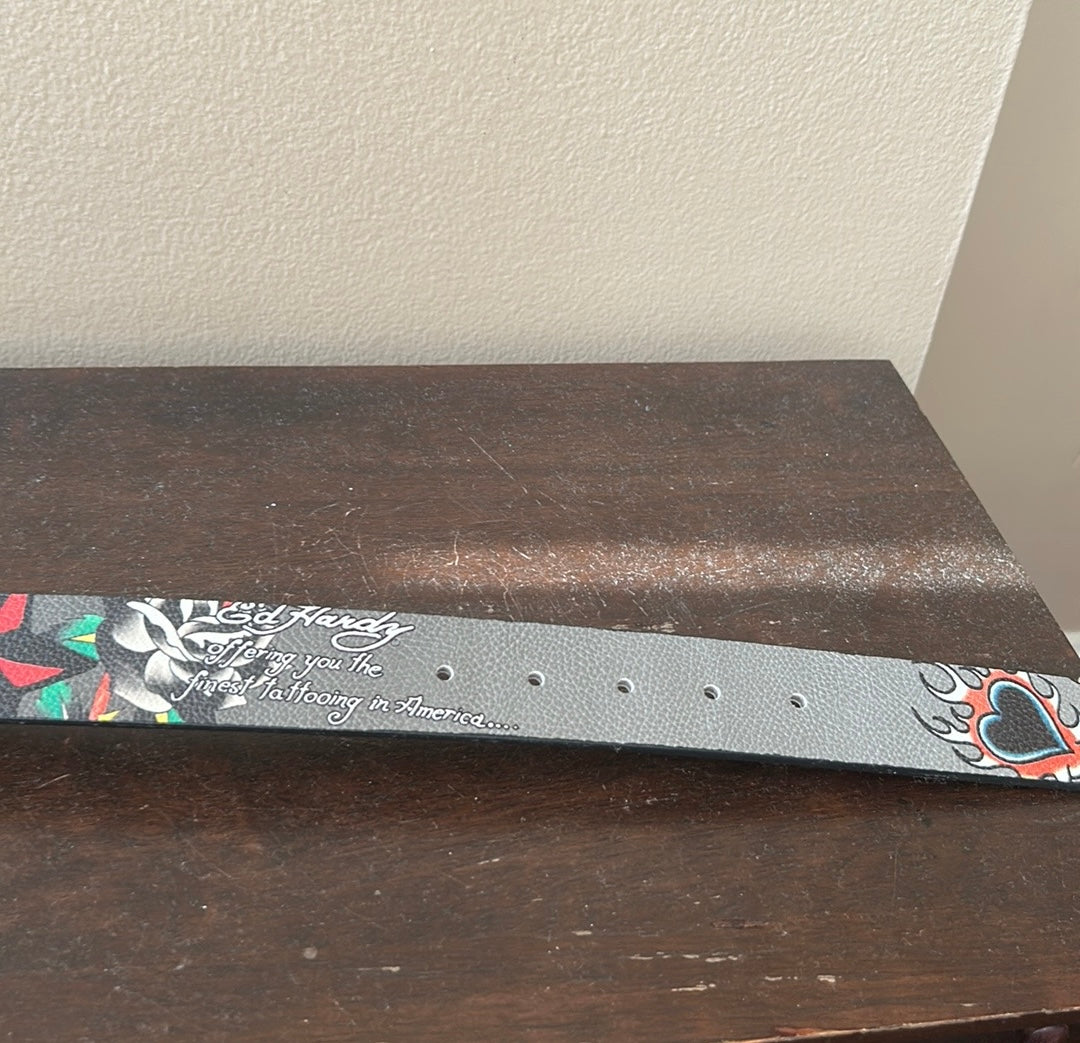 Ed Hardy Men's Finest Tattooing Reversible Belt New