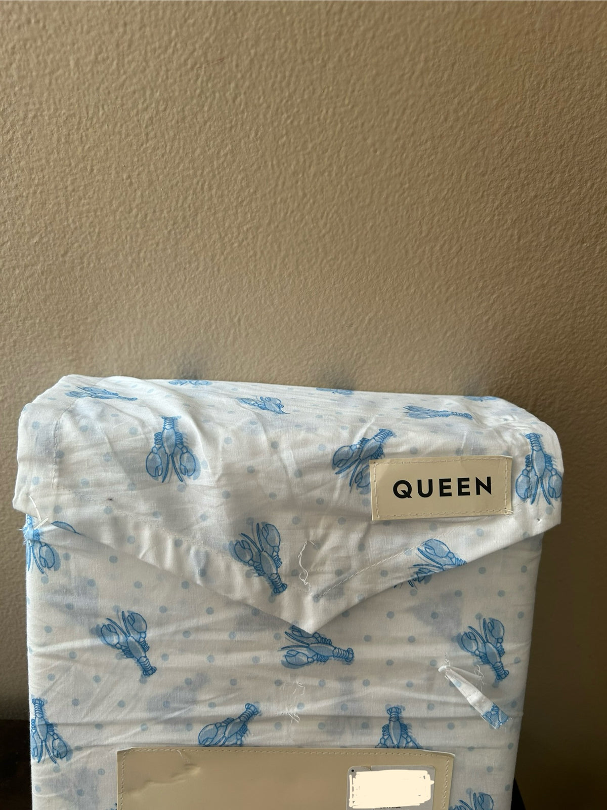 Laura Ashley Queen Sheet Set Cotton Percale New Lobster Print  Blue White