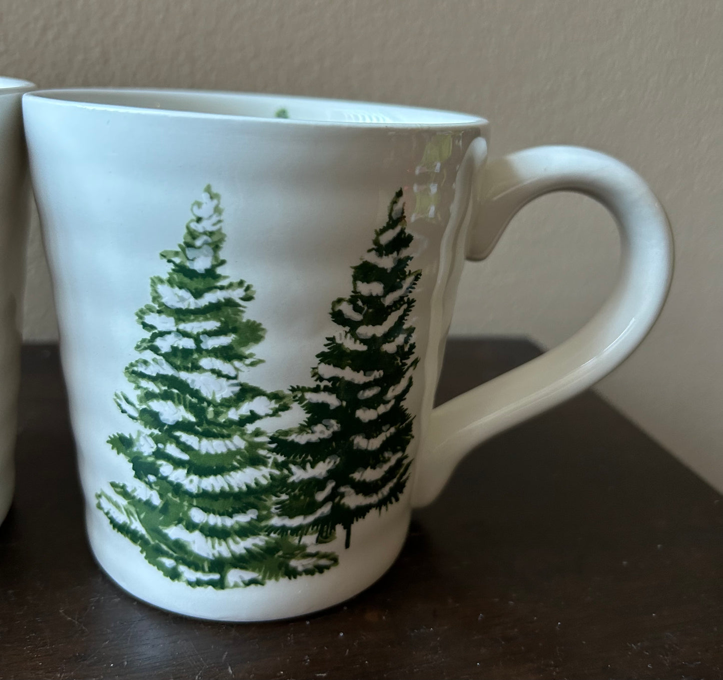 Maxcera set of 4 Christmas Mugs New Evergreen Trees Ceramic