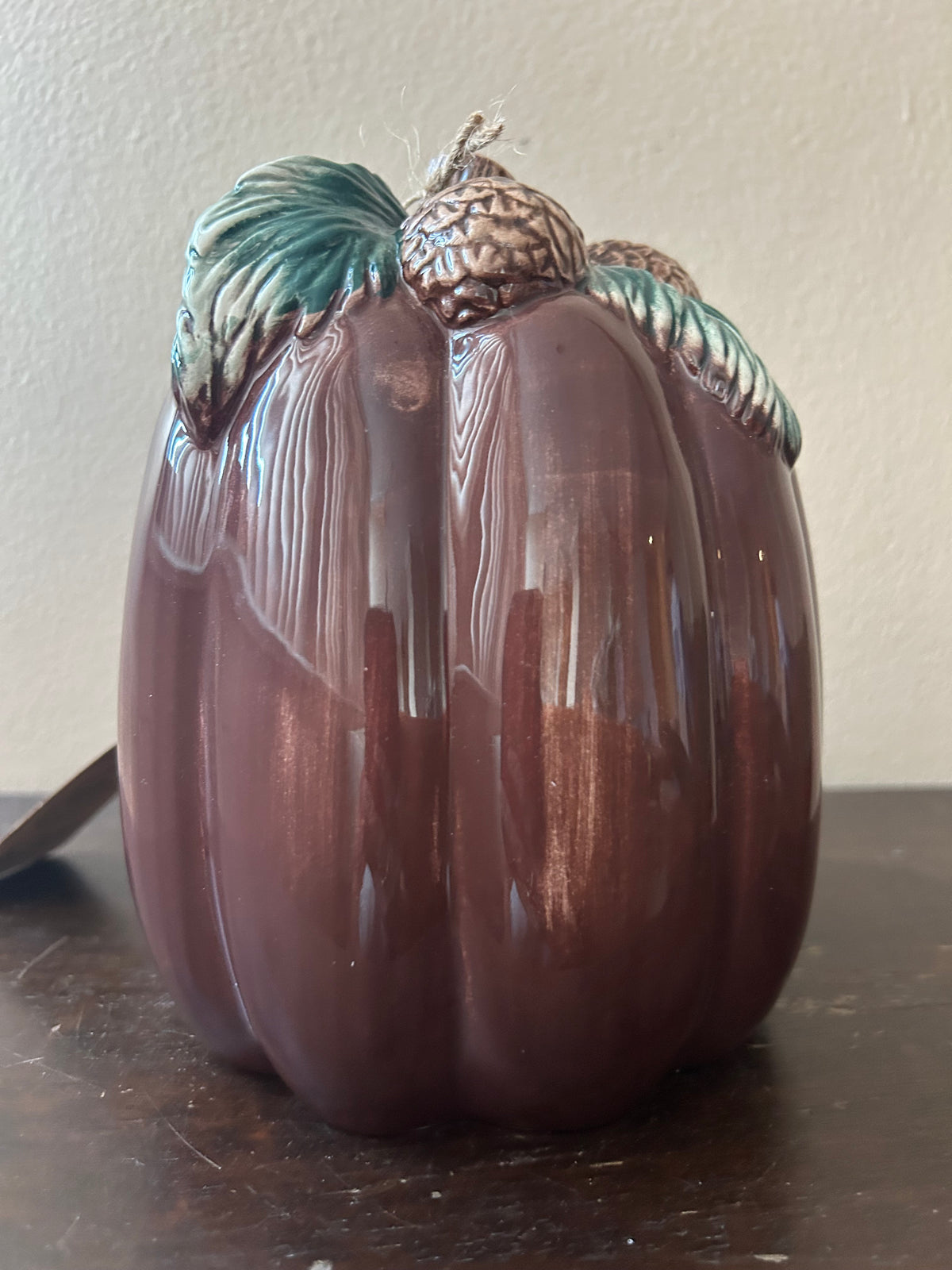 Fitz & Floyd Ceramic Pumpkin Brown Acorn New Thanksgiving Decor