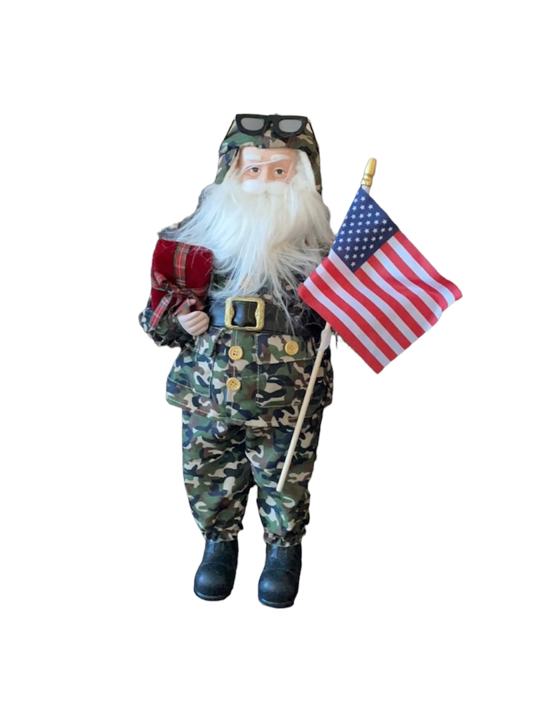 Soldier Santa Claus Camouflage Clothes Tabletop Christmas Decor American flag