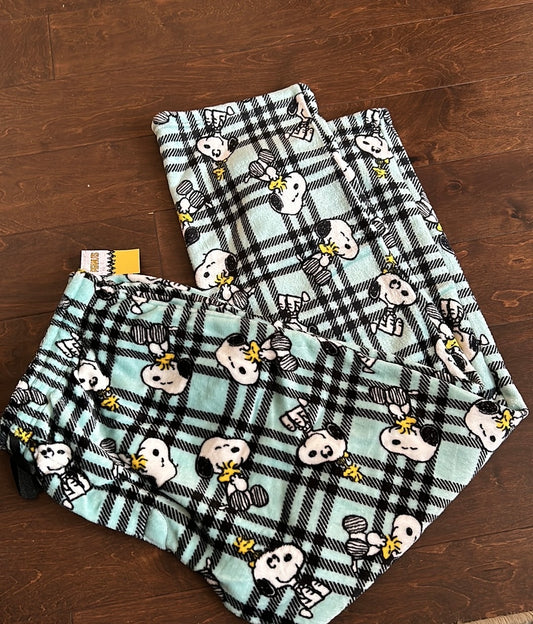 Snoopy Men’s Pajama Pants Christmas Plaid New Sz XL New Plush Soft