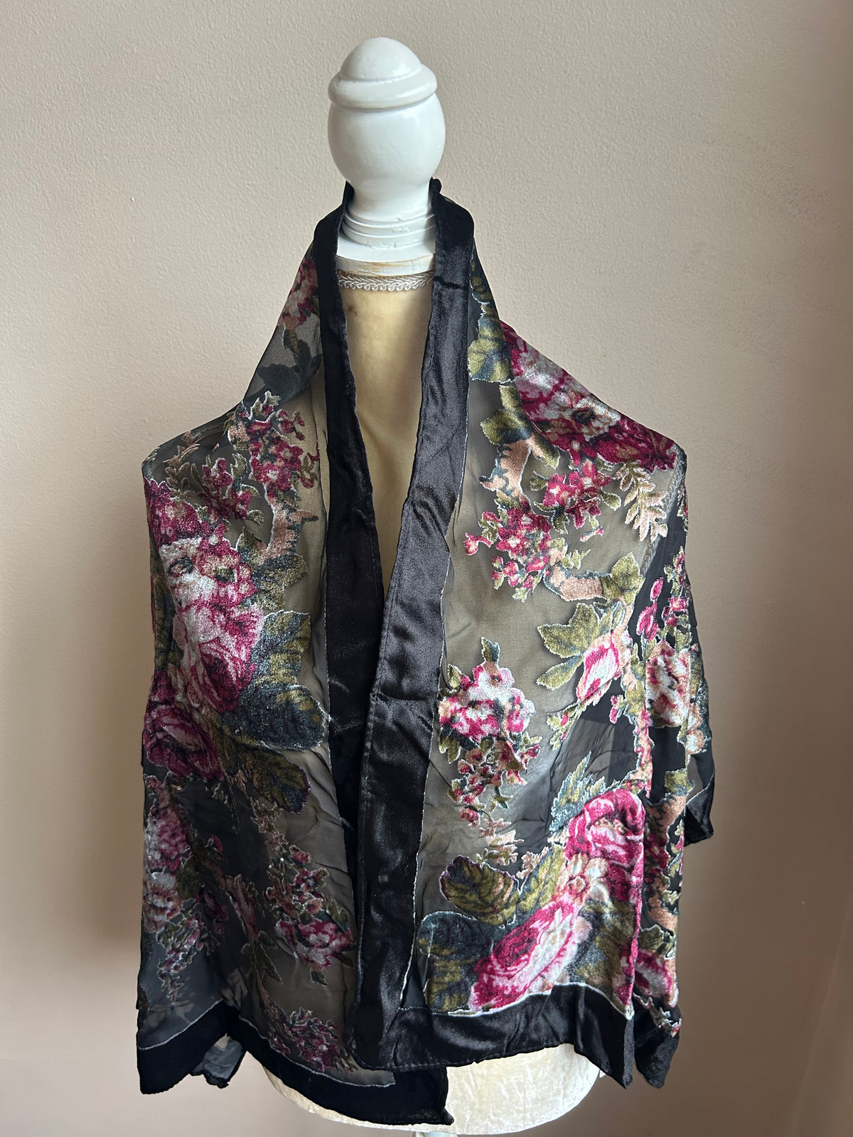 Forever 21 Womens New floral scarf burnt out velvet