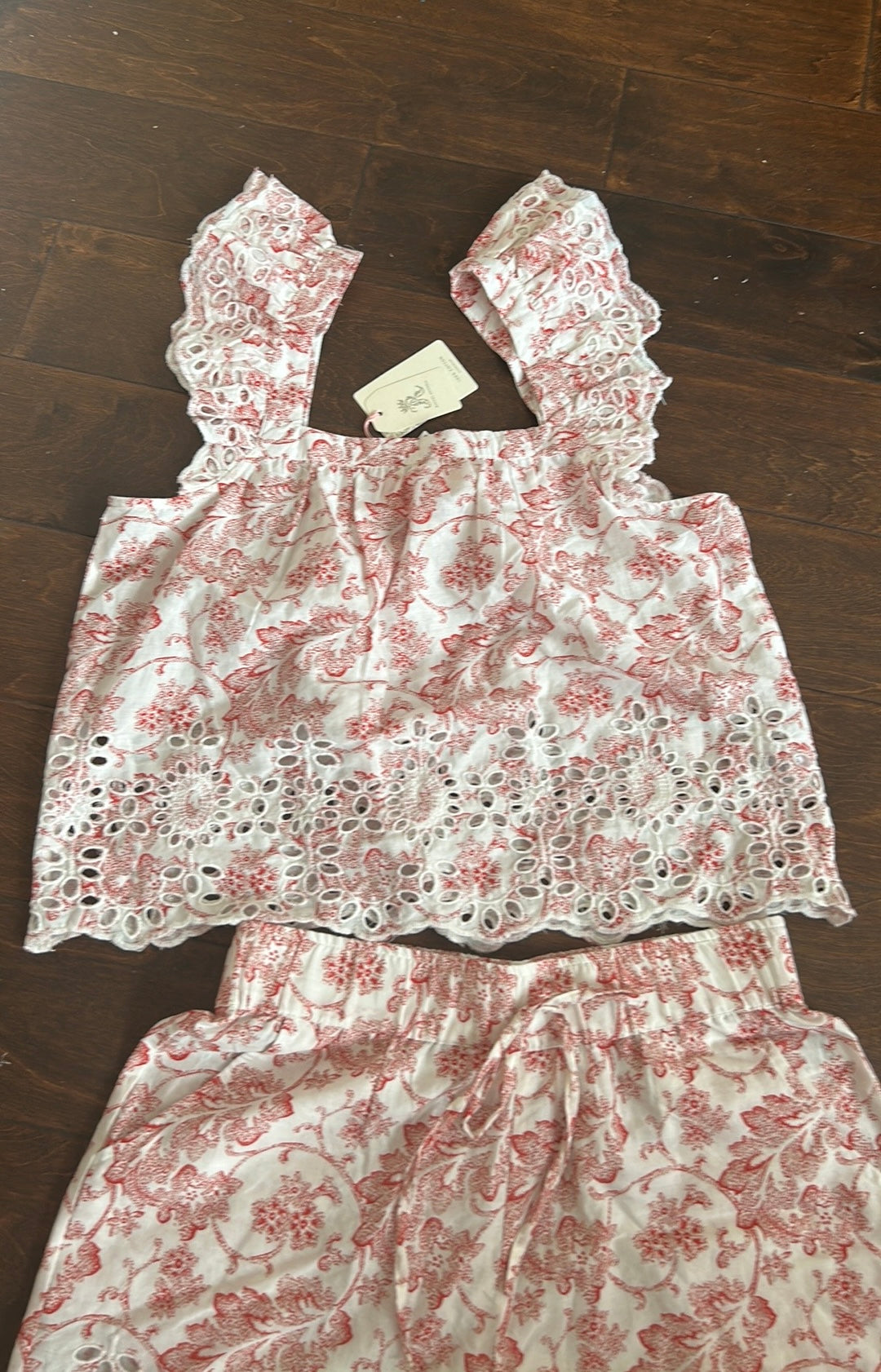 Rachel Ashwell Womens Eyelet Pajama Set Shorts Top New Floral Etoile Cotton Sz S