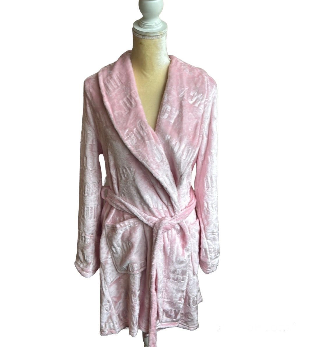 Juicy Couture Womens Bathrobe sz L/XL New Logo Y2K Crown pink