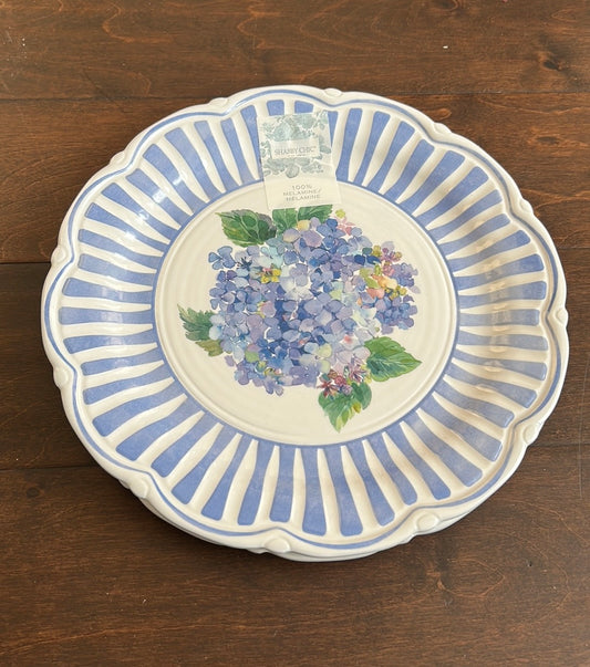 SHABBY CHIC HYDRANGEAS set Of 2 Dinner Plates blue purple White Floral