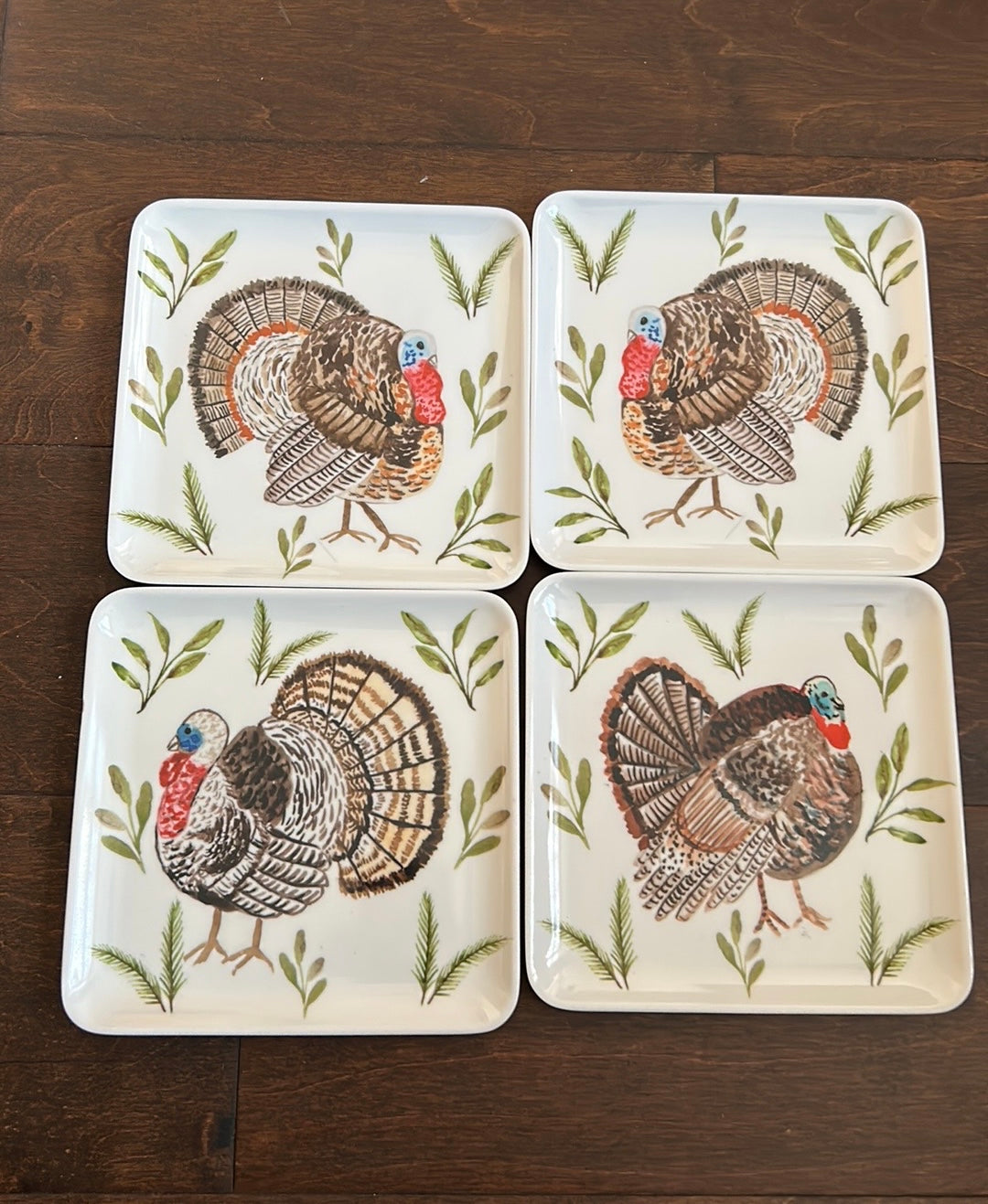 Rachel Ashwell melamine Appetizer Dessert Plates Set Of 4 Turkey Thanksgiving