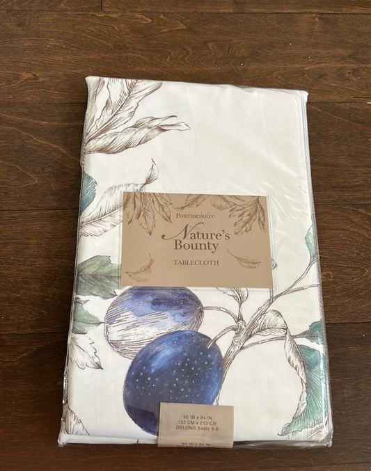 Portmeirion Natures Bounty Tablecloth New 60”x84” Spring Summer Floral