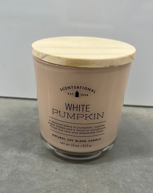 Scentsational White Pumpkin  Candle  Glass Jar 11 Oz Soy Wax Blend Blush Jar