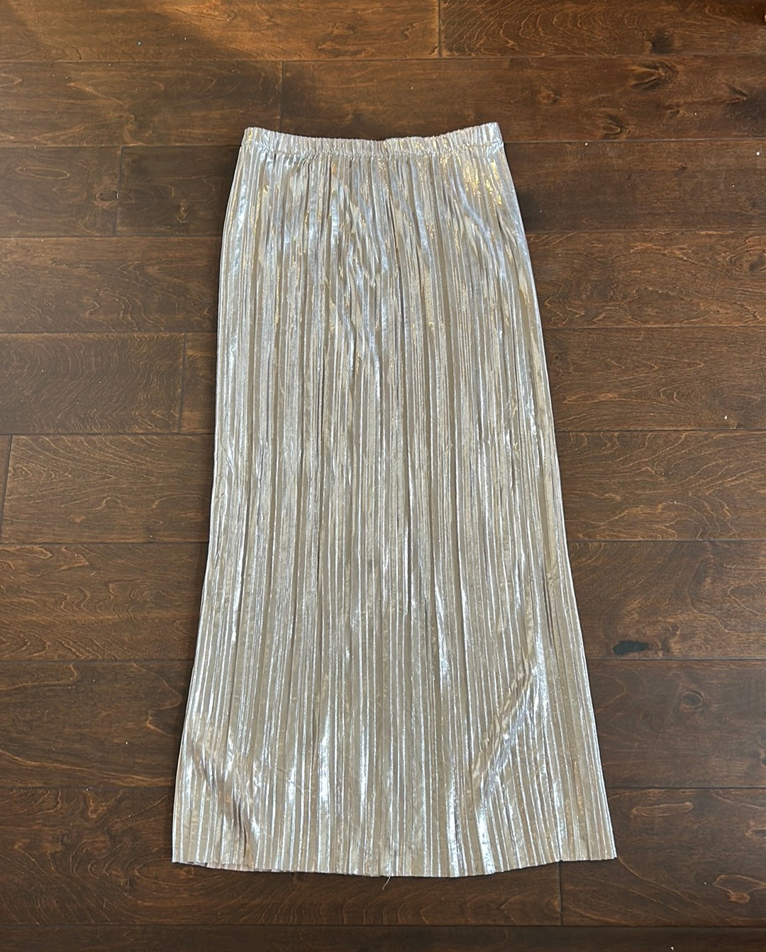 New Womens Metallic Silver Shimmery Skirt Straight Sz M Slit ST2225