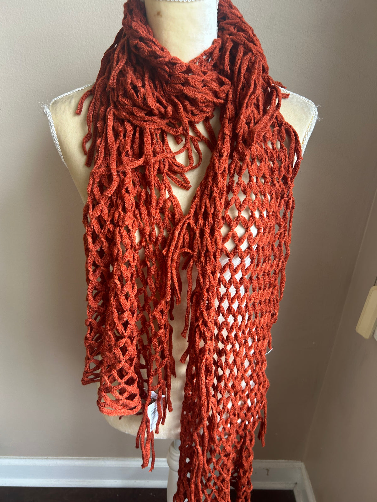 Bakers New Women’s Crochet Knit Scarf Rust 5001