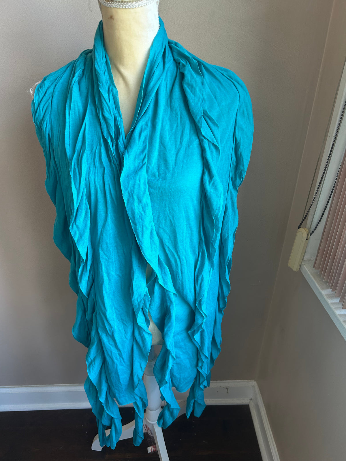 New Womens Turquoise Blue Scarf With Ruffle Trims New 5001-3102