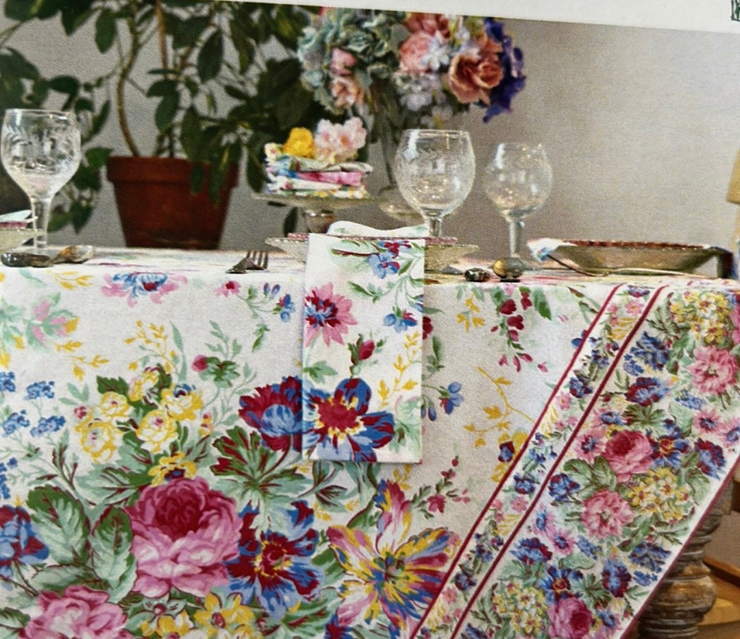April Cornell Cotton Tablecloth Eternal Rose 60”Floral Spring New