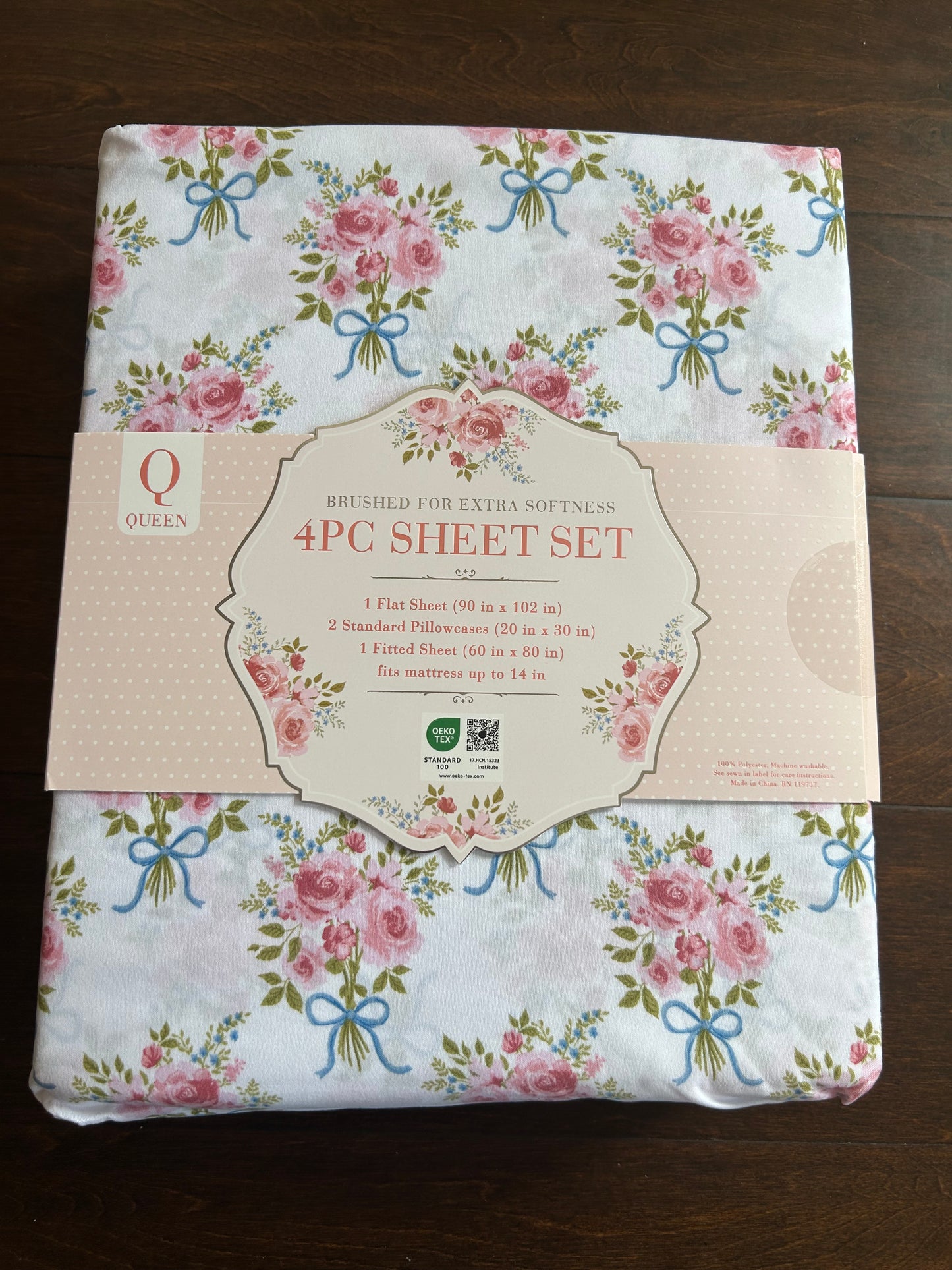Jardin De Rosalie Queen Sheet Set New Rose Bouquet Floral
