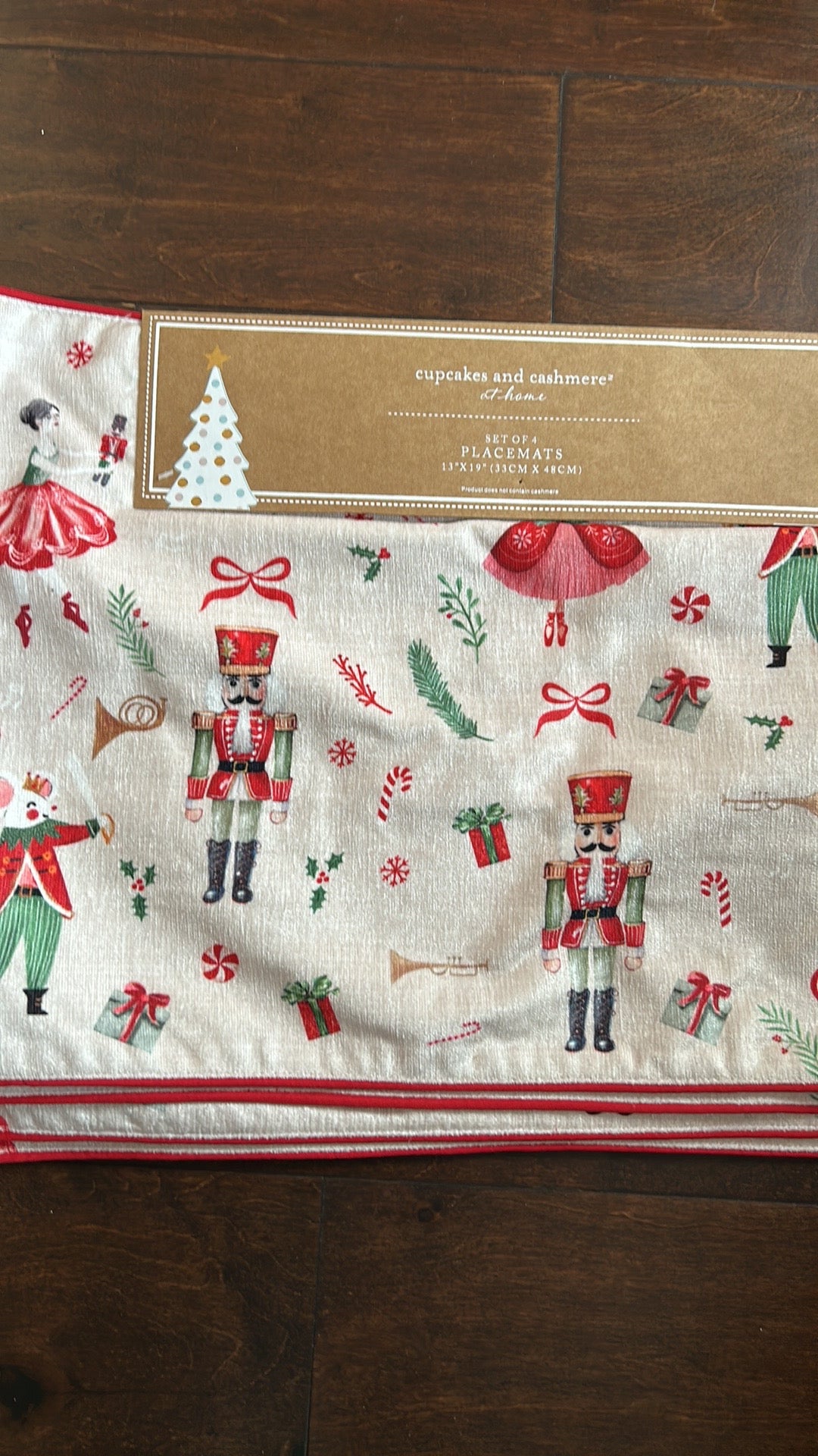 Cupcakes & Cashmere Set Of 4 Christmas Placemats New Nutcracker Ballerina
