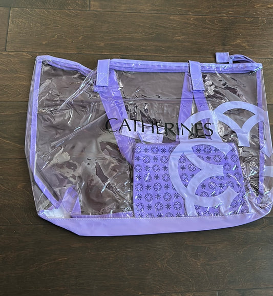 Catherine’s New Purple Clear Beach Bag & Pouch Large