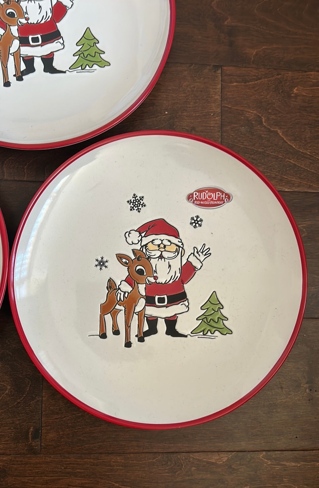 Set Of 4 Rudolph the Red Nose Reindeer and Santa Dinner Plate 10.5" Zrike