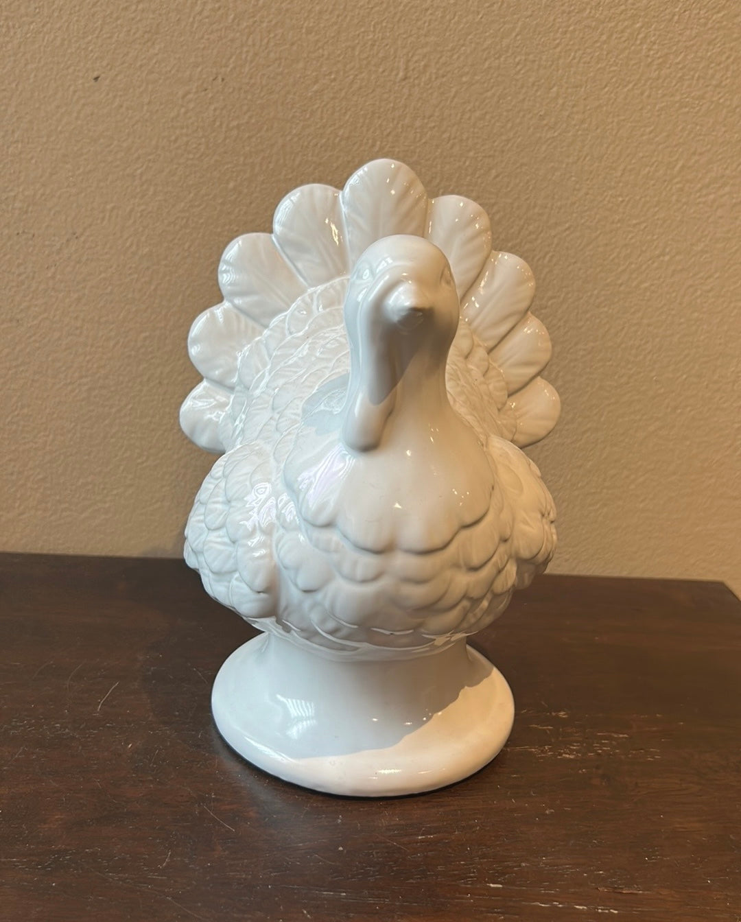 Cute Ceramic white Tabletop Turkey Figurine New Fall Thanksgiving Decor