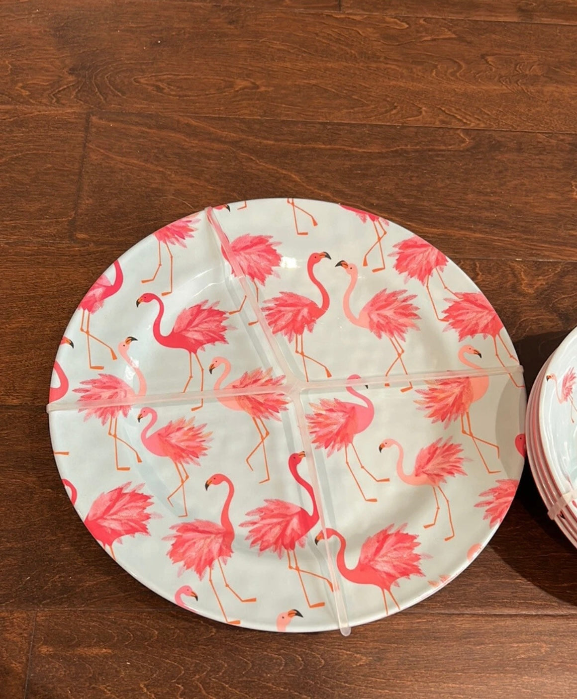 Novogratz Flamingo 4 Dinner Plates & 4 Bowls New Melamine Dinnerware