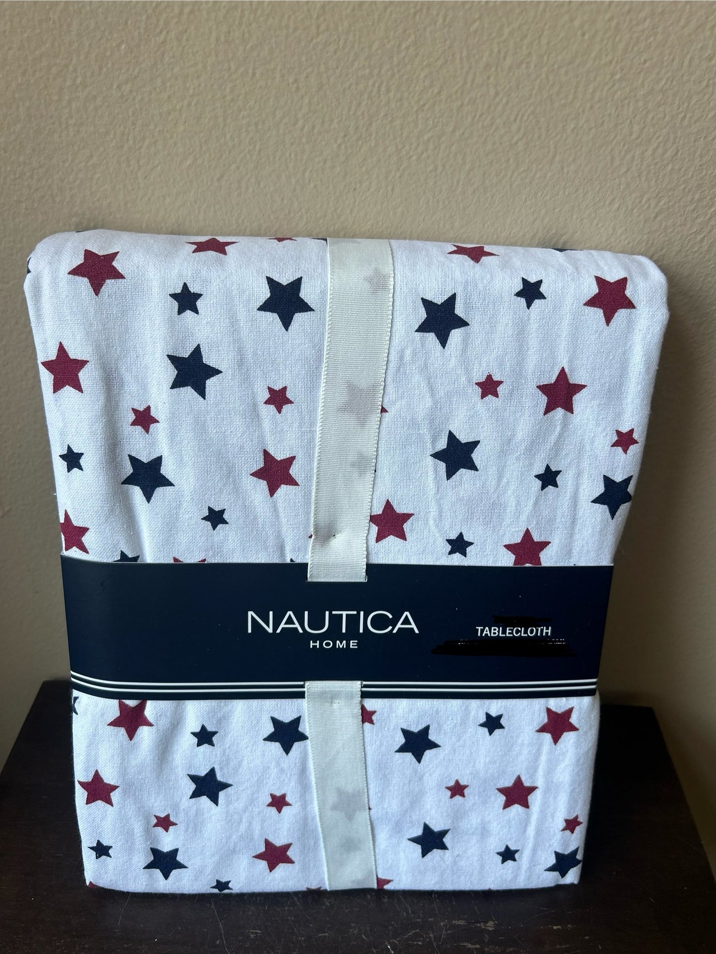 Nautica Tablecloth Americana Red White Blue Stars 4th of July 60”x 84”