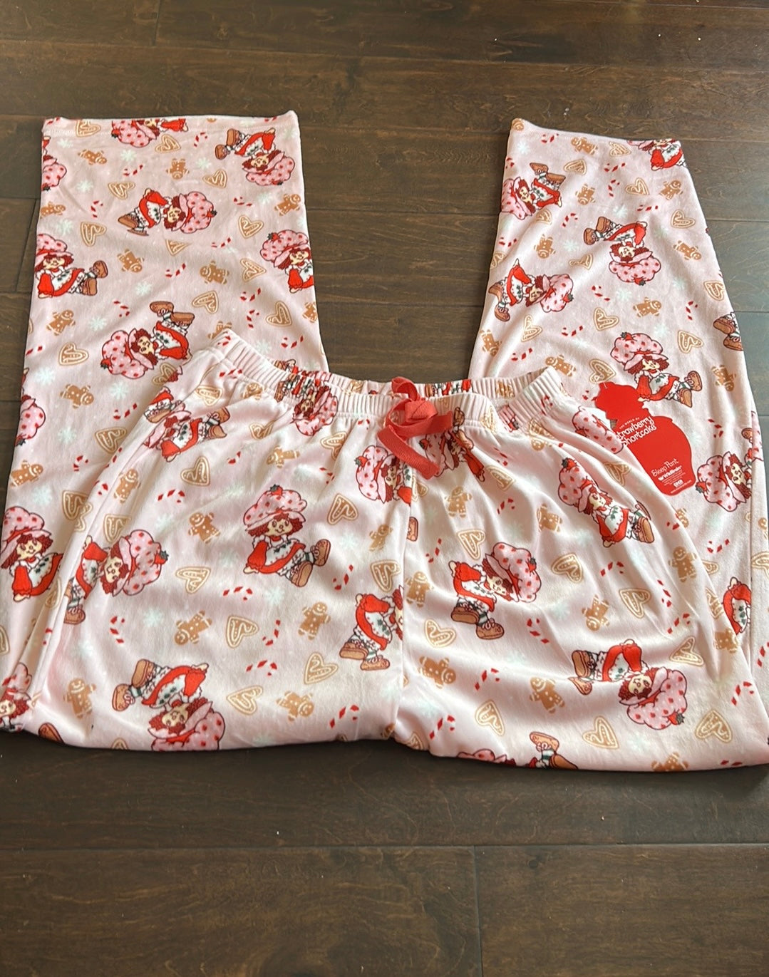 Strawberry Shortcake Womens Pajama Pants Sz XL New Christmas Gingerbread Plush