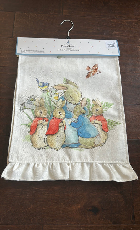 New Peter Rabbit Table Runner Easter Decor Bunny 14”x72”